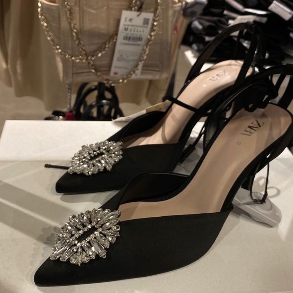 Black zara diamond heels